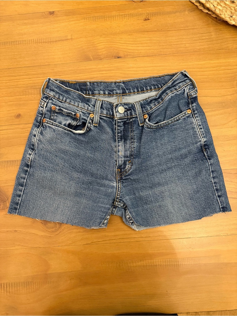 Levi's Medium Blue Cutoff Denim Shorts